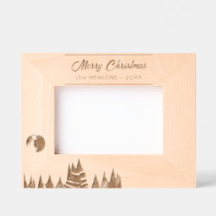 Cadres Gravés Arbres rustiques et lune Joyeux Noël vacances