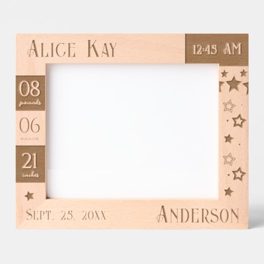 Cadres Gravés Baby Statistic Stars  (Recto)