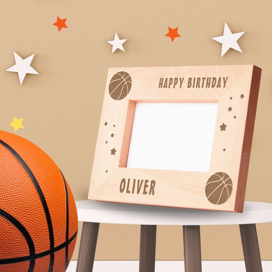Cadres Gravés Basketball Ball Sports Happy Birthday