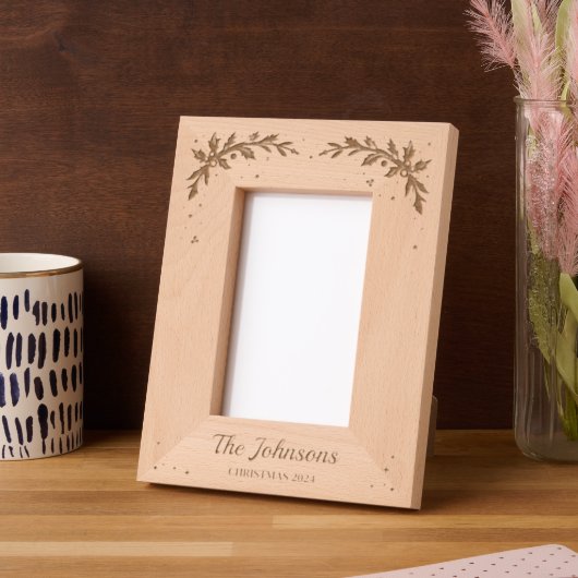 Cadres Gravés Berries de Noël au laser Nom de famille (Gauche)