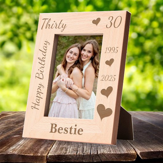 Cadres Gravés Bestie 30th Birthday Photo frame with name heart