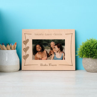 Cadres Gravés Besties Pour toujours Meilleurs Amis Coeurs Noms P