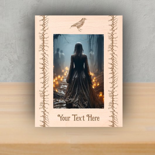 Cadres Gravés Black Etching of Black Crow Barbed Branches Gothic