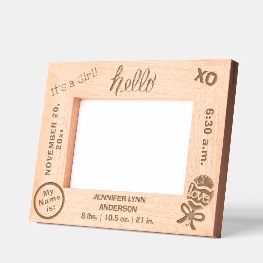 Cadres Gravés Bonjour C'est une fille statistiques de naissance  (Gauche)