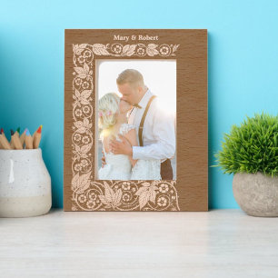 Cadres Gravés Bordure de vigne de fleurs roses