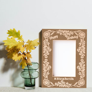 Cadres Gravés Bordure florale botanique élégante Anniversaire et