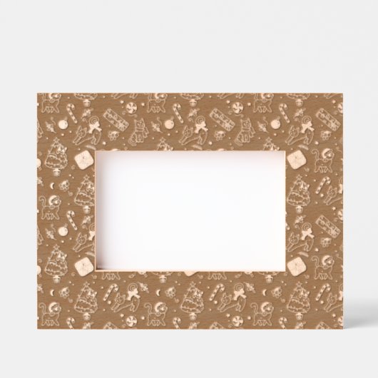 Cadres Gravés Chat de Noël en bois (Recto)