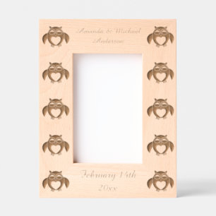 Cadres Gravés Chouette Coeur Rose Love Mariage Personnalisé