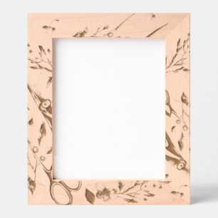 Cadres Gravés Ciseaux à l'aquarelle & motif sans fin de fleurs s