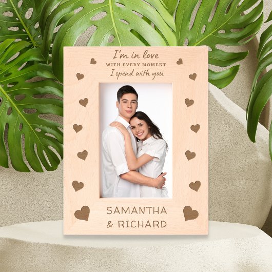 Cadres Gravés Coeurs mignons Aimer Citer Deux Noms Personnalisés