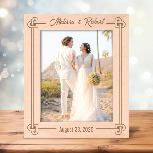 Cadres Gravés Corner Heart Shaped Knot Frame Wedding 8x10