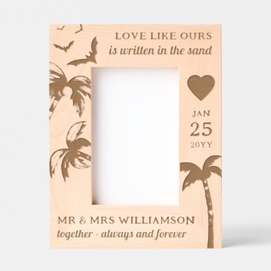 Cadres Gravés Custom Beach Wedding Tropical Palm Trees Wooden (Recto)
