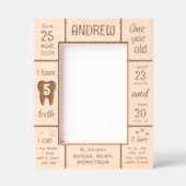 Cadres Gravés Custom First Birthday Milestone Baby Photo Wooden  (Recto)