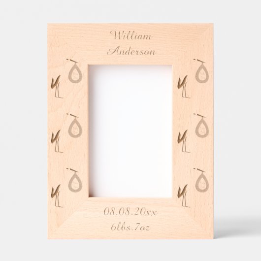 Cadres Gravés Cute Blue Baby Boy Stork Custom (Recto)