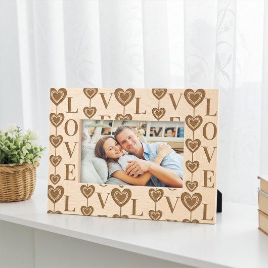 Cadres Gravés Cute personnalisée "AMOUR" et Motif cordes de coeu