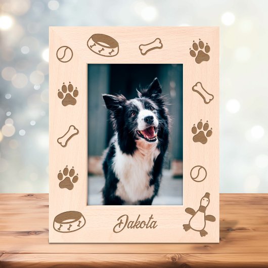 Cadres Gravés Dog Toys Dish Paw Prints 5x7