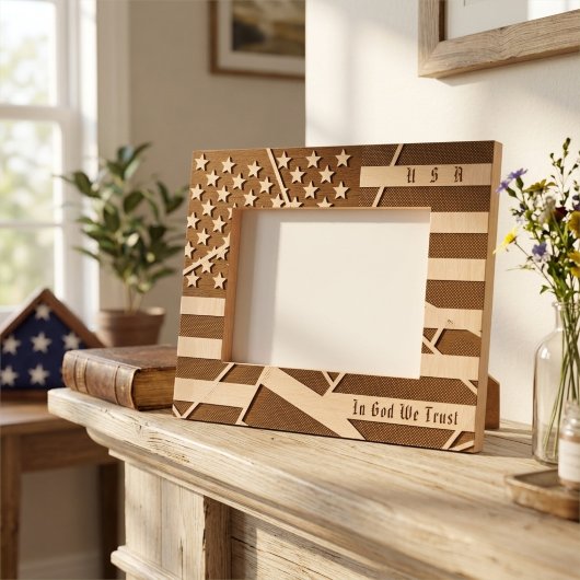 Cadres Gravés Drapeau américain personnalisable, devise USA Art