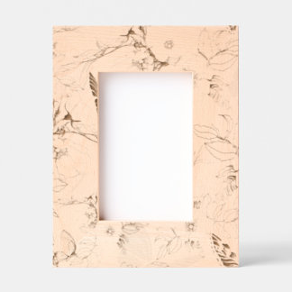 Cadres Gravés Élégance botanique - Pique En Bois Fleur Dessiné À