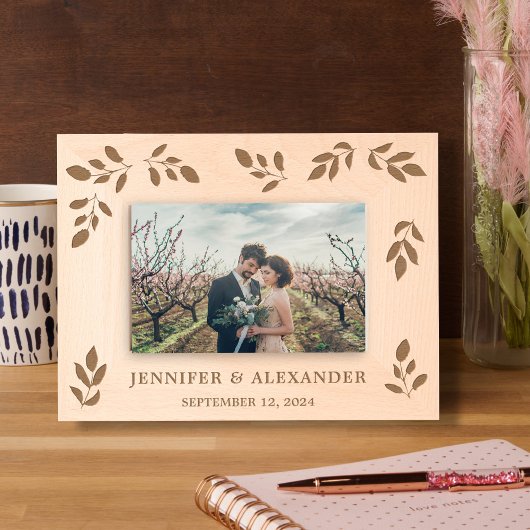 Cadres Gravés Elegant botanical leaves wedding couple 