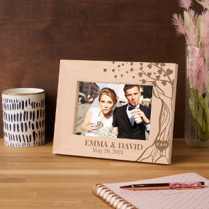 Cadres Gravés Élégant Mariage de coeur d'arbre romantique pour c