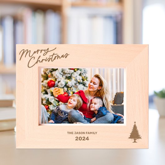 Cadres Gravés Élégant monogramme arbre de Noël Typographie class