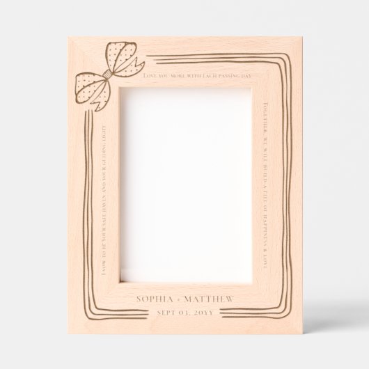 Cadres Gravés Élégant Noël Bow ruban Mariage Vows Keepsaké (Recto)