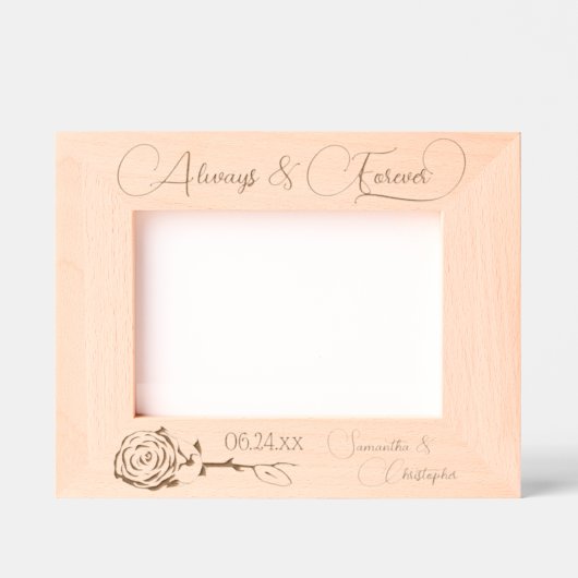 Cadres Gravés Élégant Rose Toujours & Forever Moyen Mariage (Recto)