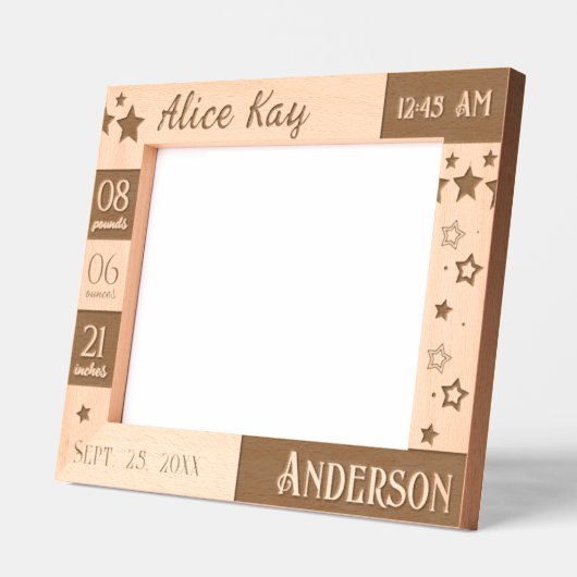 Cadres Gravés Étoiles et script de statistiques sur les bébés (Gauche)