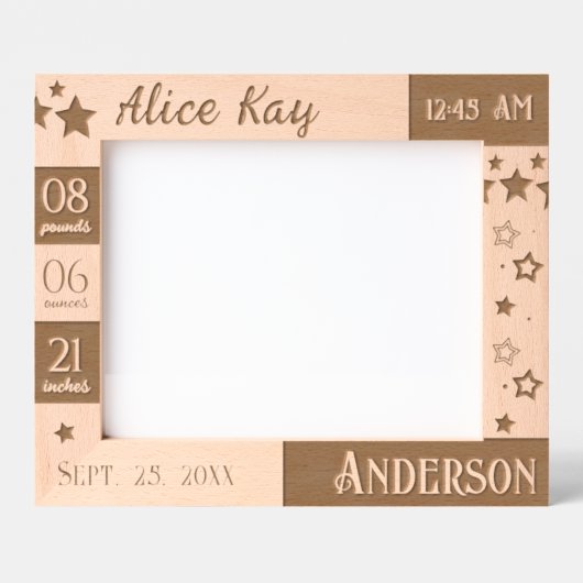 Cadres Gravés Étoiles et script de statistiques sur les bébés (Recto)