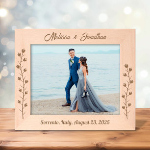 Cadres Gravés Fleurs légères Couple Mariage Anniversaire 10x8