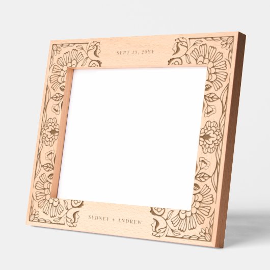 Cadres Gravés Floral Leaf Pattern Couples Name Wedding Keepsake (Gauche)