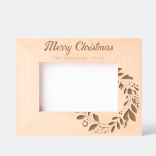 Cadres Gravés Foliole de couronne d'avent Joyeux Noël Famille