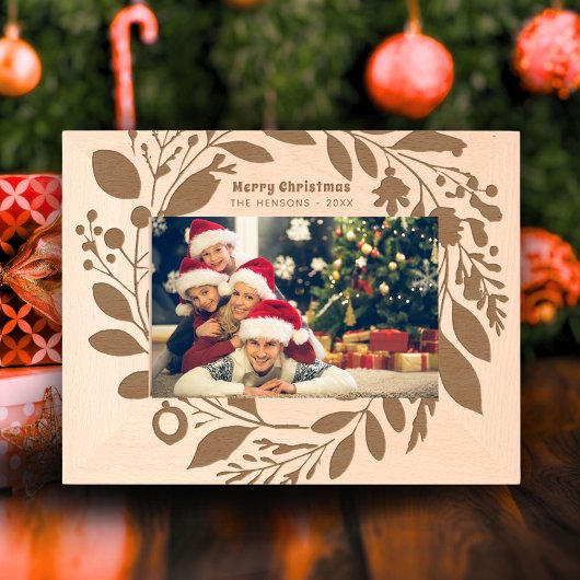 Cadres Gravés Foliole de couronne d'avent Joyeux Noël Famille