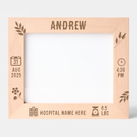 Cadres Gravés Frame mémoire bébé garçon | Horizontal | DP7 (Recto)