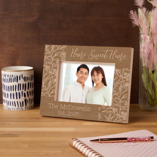 Cadres Gravés Home Sweet Home Floral Thème Etched Frames