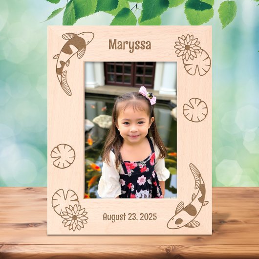 Cadres Gravés Japonais Koi Poisson Eau Lily 5x7