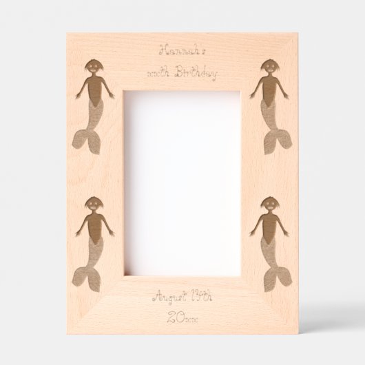 Cadres Gravés Joli Imaginaire rose Sirène Personnalisé Anniversa (Recto)