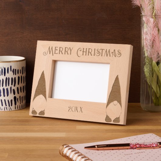 Cadres Gravés Joyeux Noël avec deux Gnomes (Gauche)