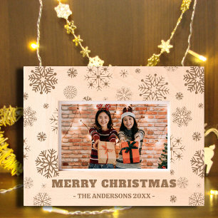 Cadres Gravés Joyeux Noël rustique vacances photo en bois gravé