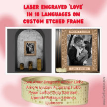 Laser customisé gravé 'LOVE' en 18 langues