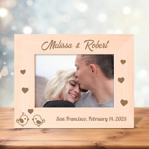 Cadres Gravés Lovebirds Coeurs Couple Valentine Anniversaire 7x5