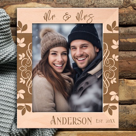 Cadres Gravés M. et Mme Mariage Floral Border