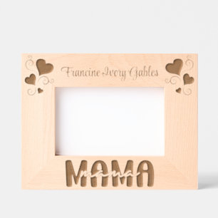 Cadres Gravés Mama nom personnalisé coeurs en bois