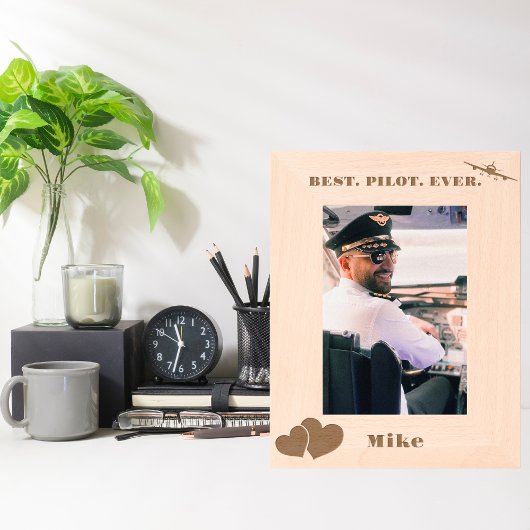 Cadres Gravés Meilleur pilote jamais avion & coeur, simple sur m