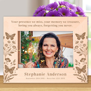 Cadres Gravés Mémorial Papillon floral Bois photo souvenir