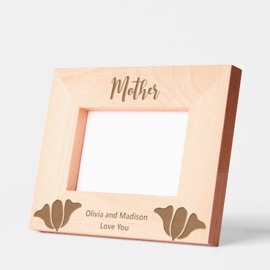 Cadres Gravés Mère en script cursif Noms des enfants Fleurs (Gauche)