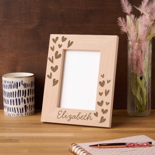 Cadres Gravés Modern Simple Cute Hearts Ajouter Nom Bébé (Gauche)
