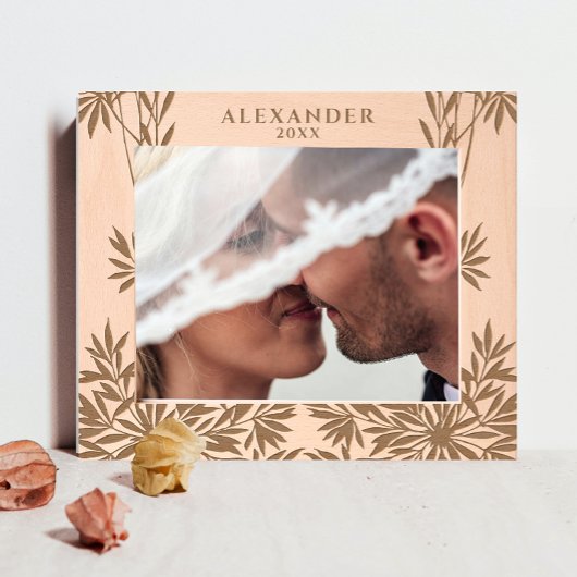 Cadres Gravés Moderne Élégante Verdure Feuille Laser en bois gra