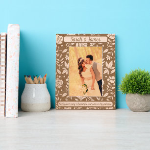 Cadres Gravés Monogramme Couple Noms Citation Florale Botanique