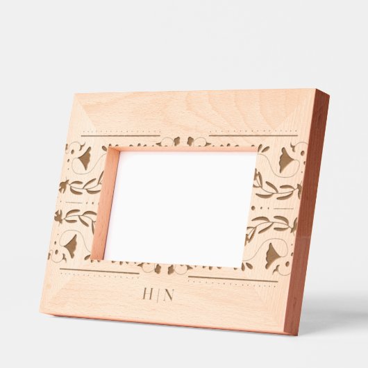Cadres Gravés Monogramme floral folk Bird (Gauche)